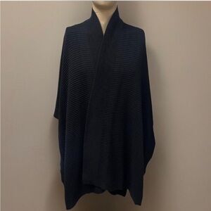 J. Jill Women’s Cardigan Ribbed Ruana whimsigoth shrug shawl cape Black one size